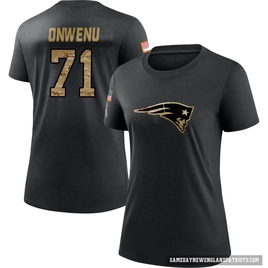 Women's ＃71 Mike Onwenu New England Patriots Black 2020 Salute To Service Performance T-Shirt