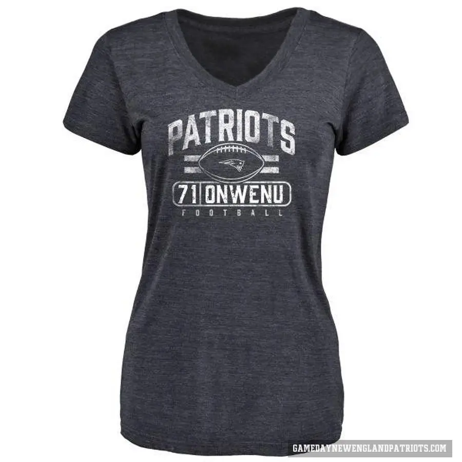 Women's ＃71 Mike Onwenu New England Patriots Navy Flanker T-Shirt