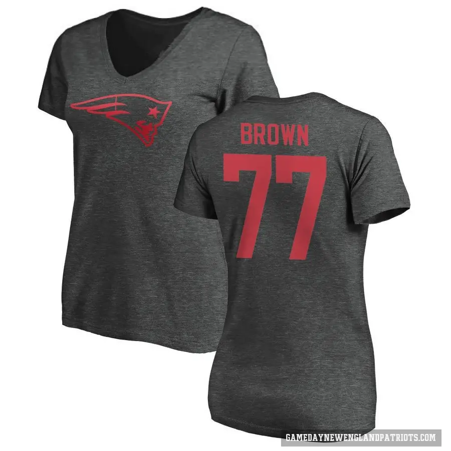 Women's ＃77 Ben Brown New England Patriots Brown One Color T-Shirt Ash