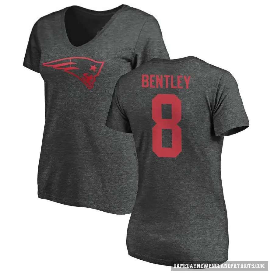 Women's ＃8 Ja'Whaun Bentley New England Patriots Ash One Color T-Shirt