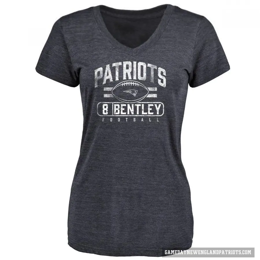 Women's ＃8 Ja'Whaun Bentley New England Patriots Navy Flanker T-Shirt