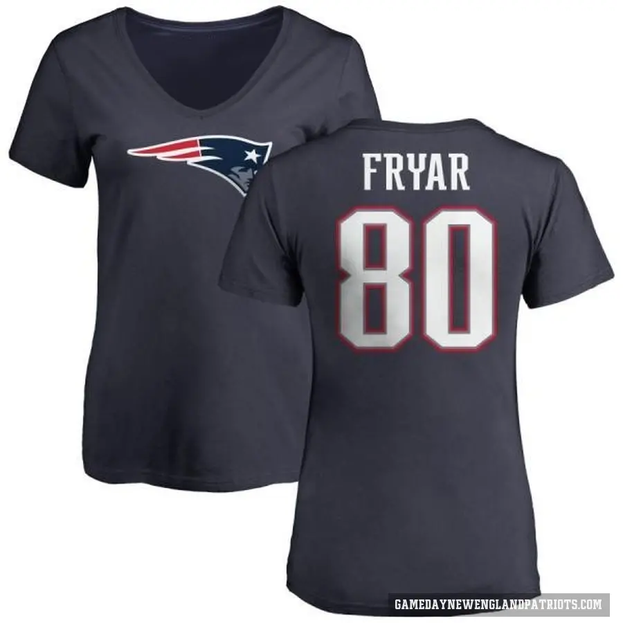 Women's ＃80 Irving Fryar New England Patriots Navy Logo T-Shirt