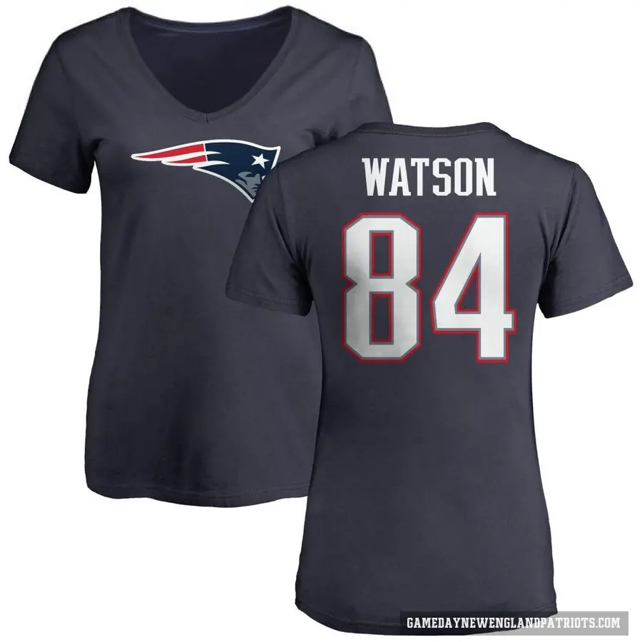 Women's ＃84 Benjamin Watson New England Patriots Navy Logo T-Shirt