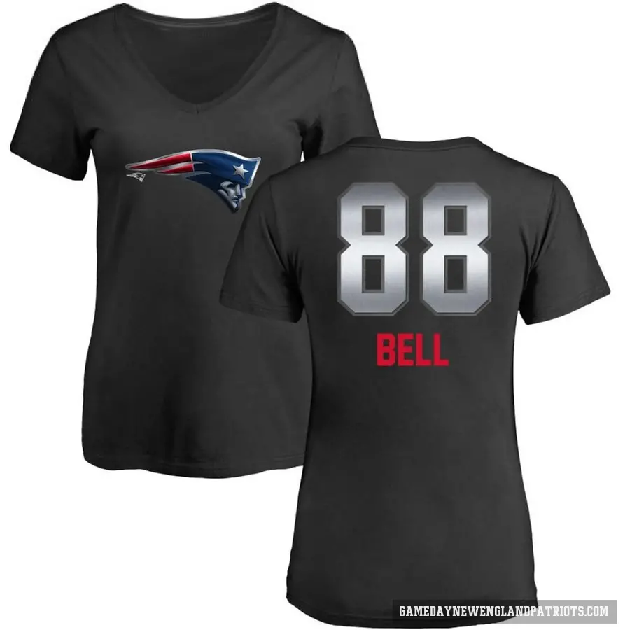 Women's ＃88 Jaheim Bell New England Patriots Black Midnight Mascot T-Shirt