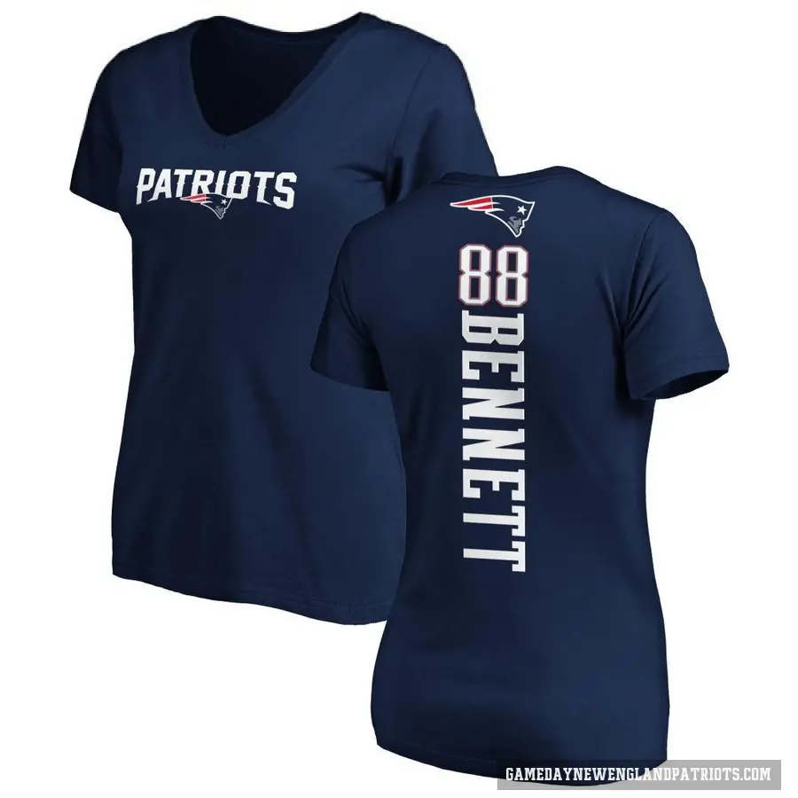 Women's ＃88 Martellus Bennett New England Patriots Navy Backer Slim Fit T-Shirt