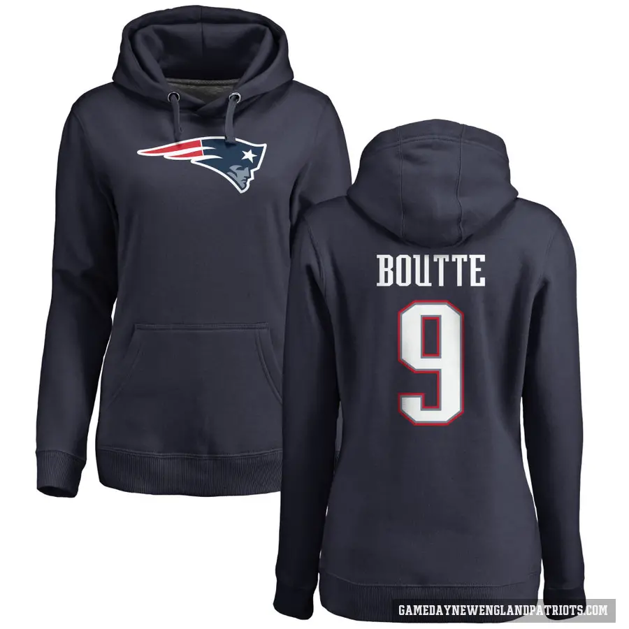 Women's ＃9 Kayshon Boutte New England Patriots Navy Pro Line Logo Pullover Hoodie