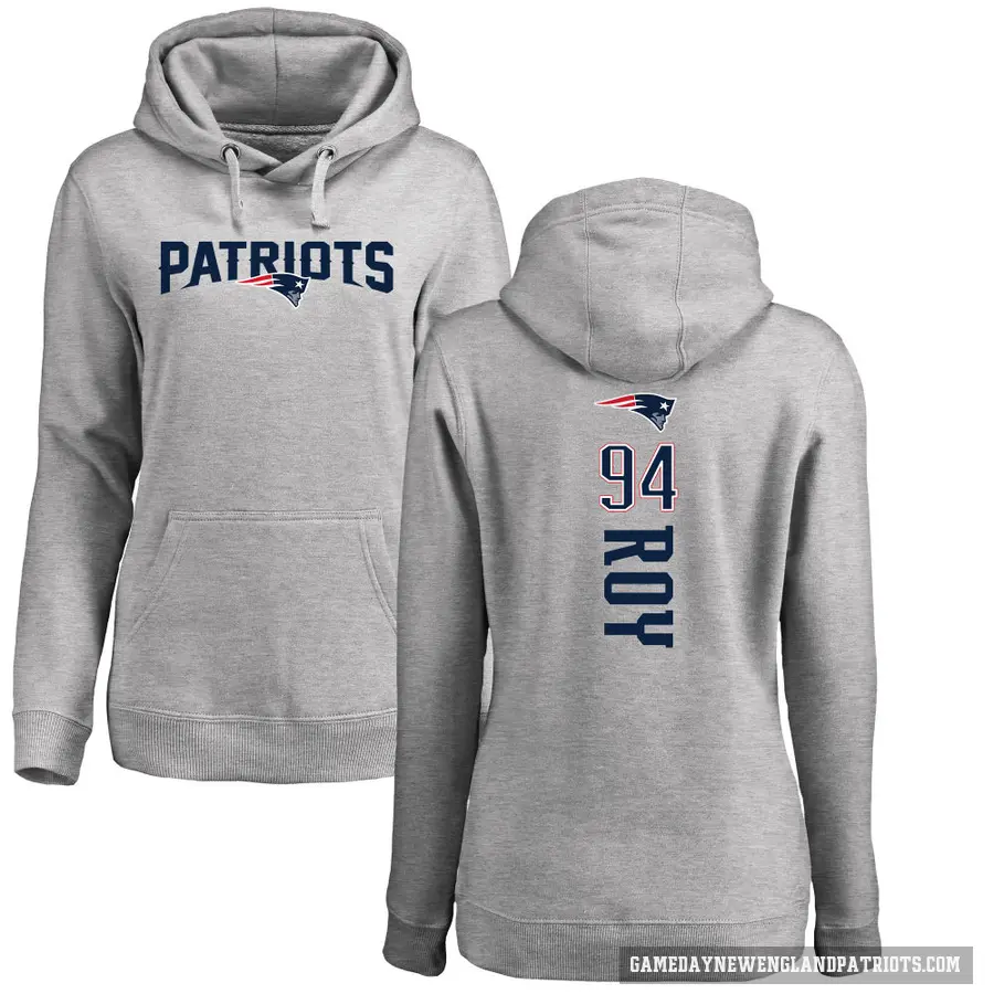 Women's ＃94 Jaquelin Roy New England Patriots Pro Line Ash Backer Pullover Hoodie