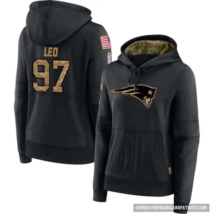 Women's ＃97 Titus Leo New England Patriots Black 2020 Salute to Service Sideline Performance Pullover Hoodie