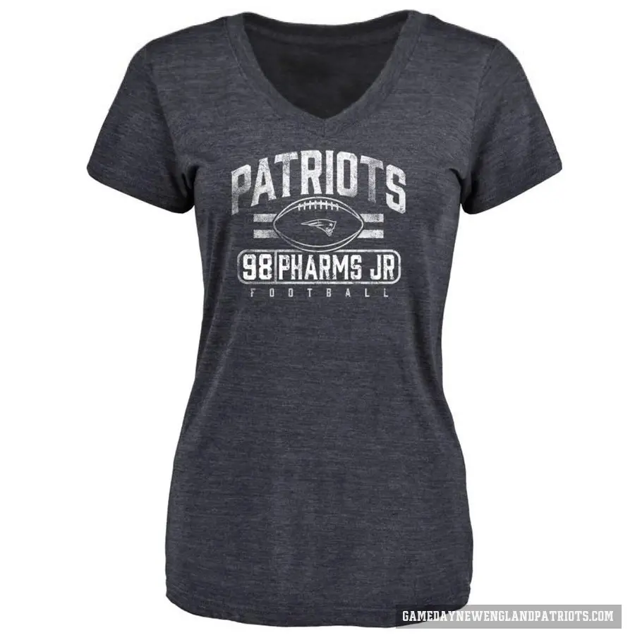 Women's ＃98 Jeremiah Pharms Jr. New England Patriots Navy Flanker T-Shirt