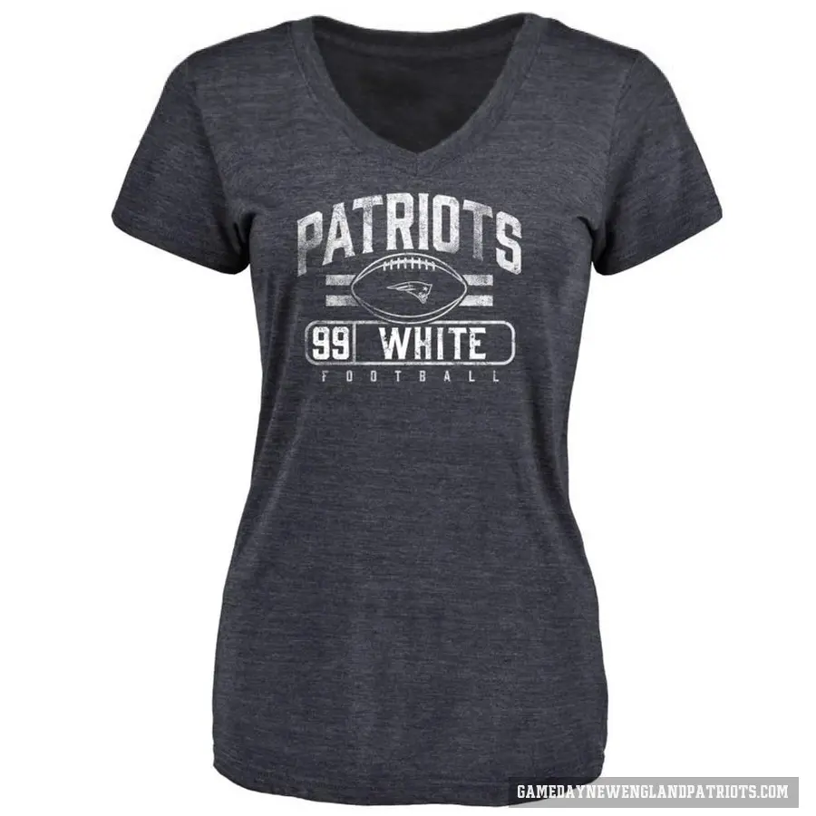 Women's ＃99 Keion White New England Patriots White Flanker T-Shirt Navy