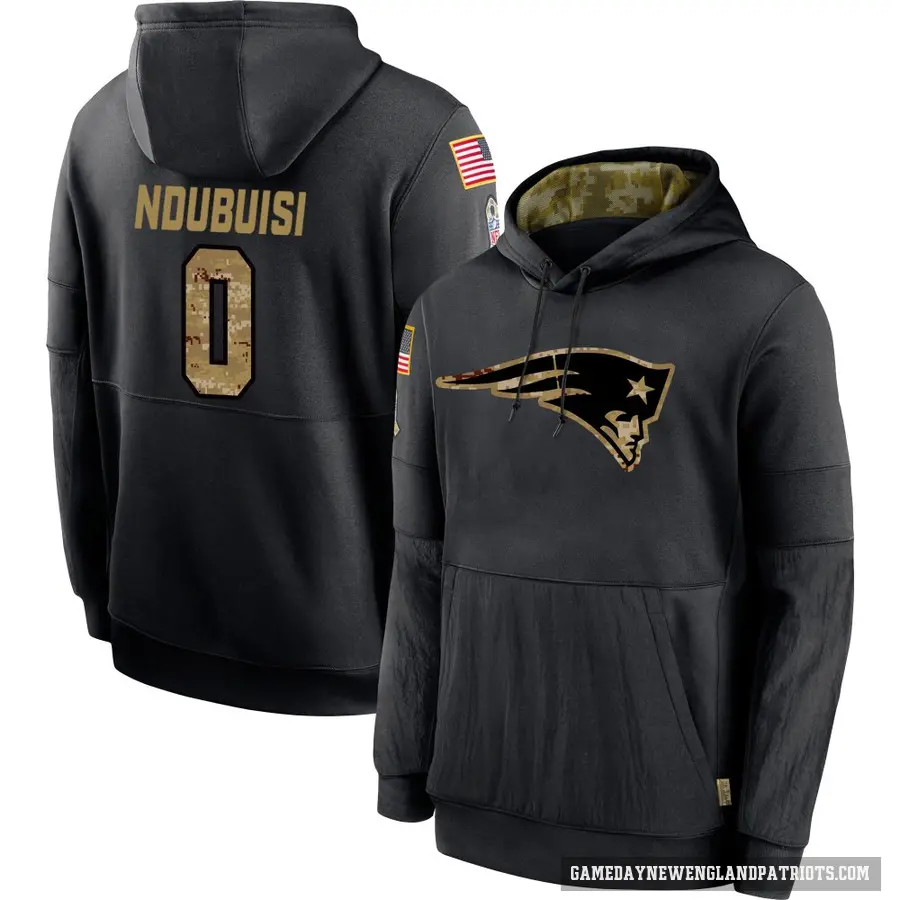 Youth ＃0 Haggai Ndubuisi New England Patriots Black 2020 Salute to Service Sideline Performance Pullover Hoodie