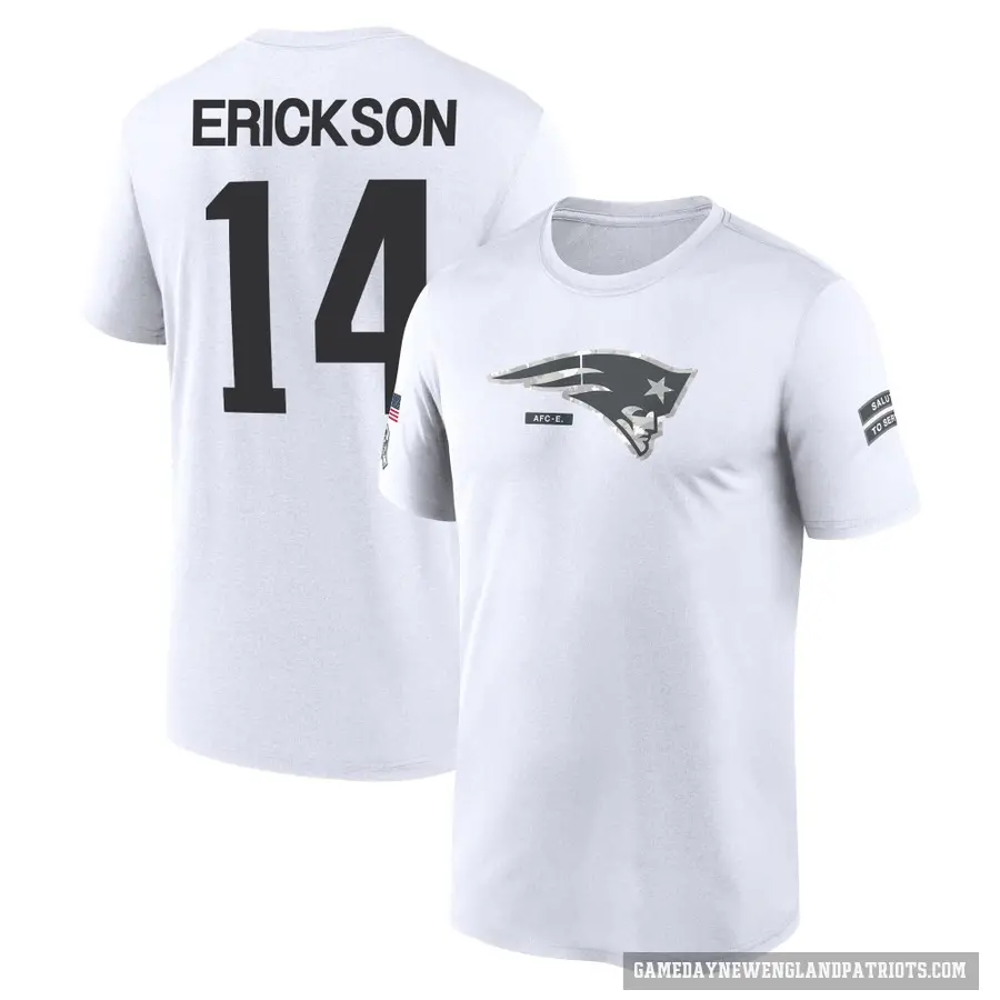 Youth ＃14 Alex Erickson New England Patriots White 2024 Salute to Service Performance T-Shirt