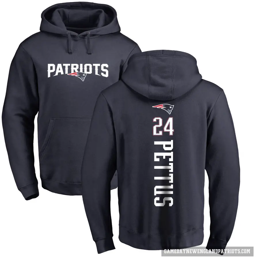 Youth ＃24 Dell Pettus New England Patriots Navy Pro Line Backer Pullover Hoodie