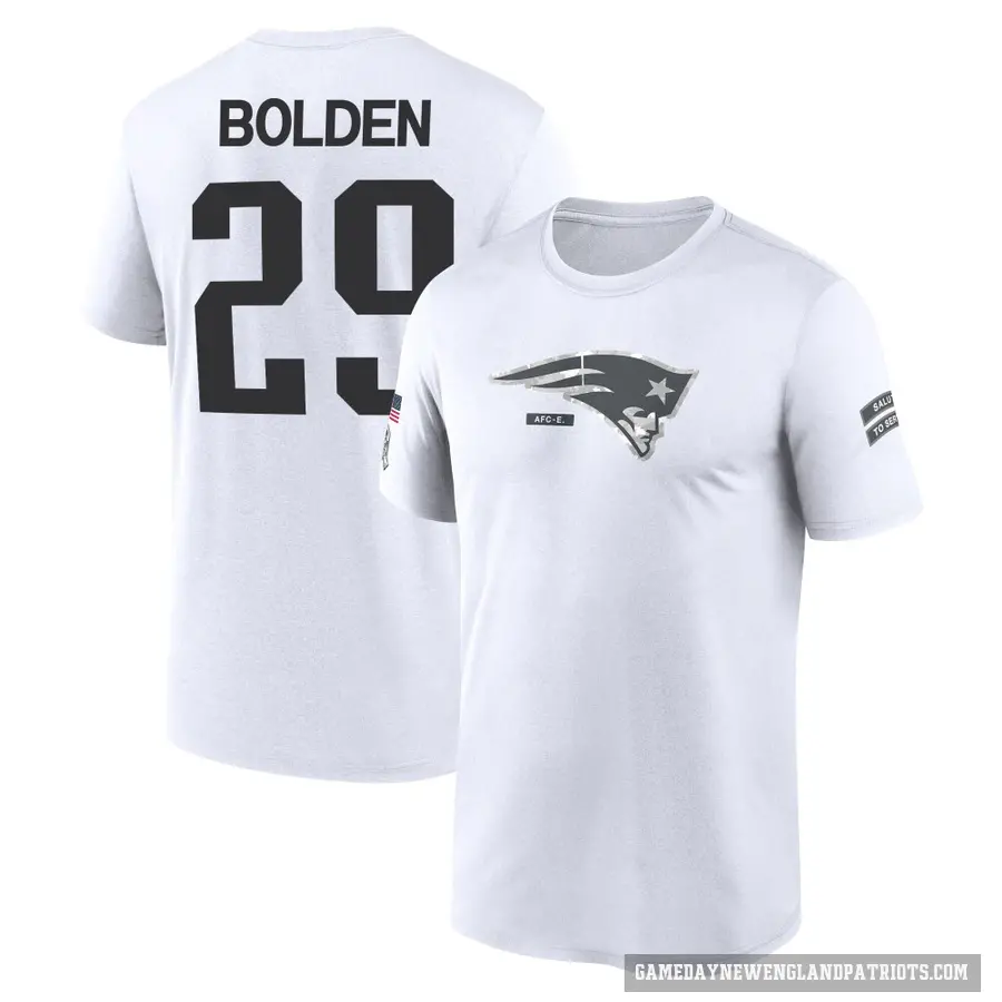 Youth ＃29 Isaiah Bolden New England Patriots White 2024 Salute to Service Performance T-Shirt