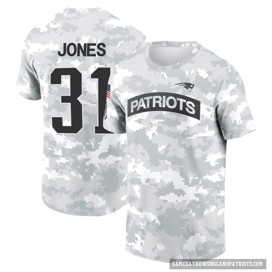 Youth ＃31 Jonathan Jones New England Patriots Camo Arctic 2024 Salute to Service Performance T-Shirt