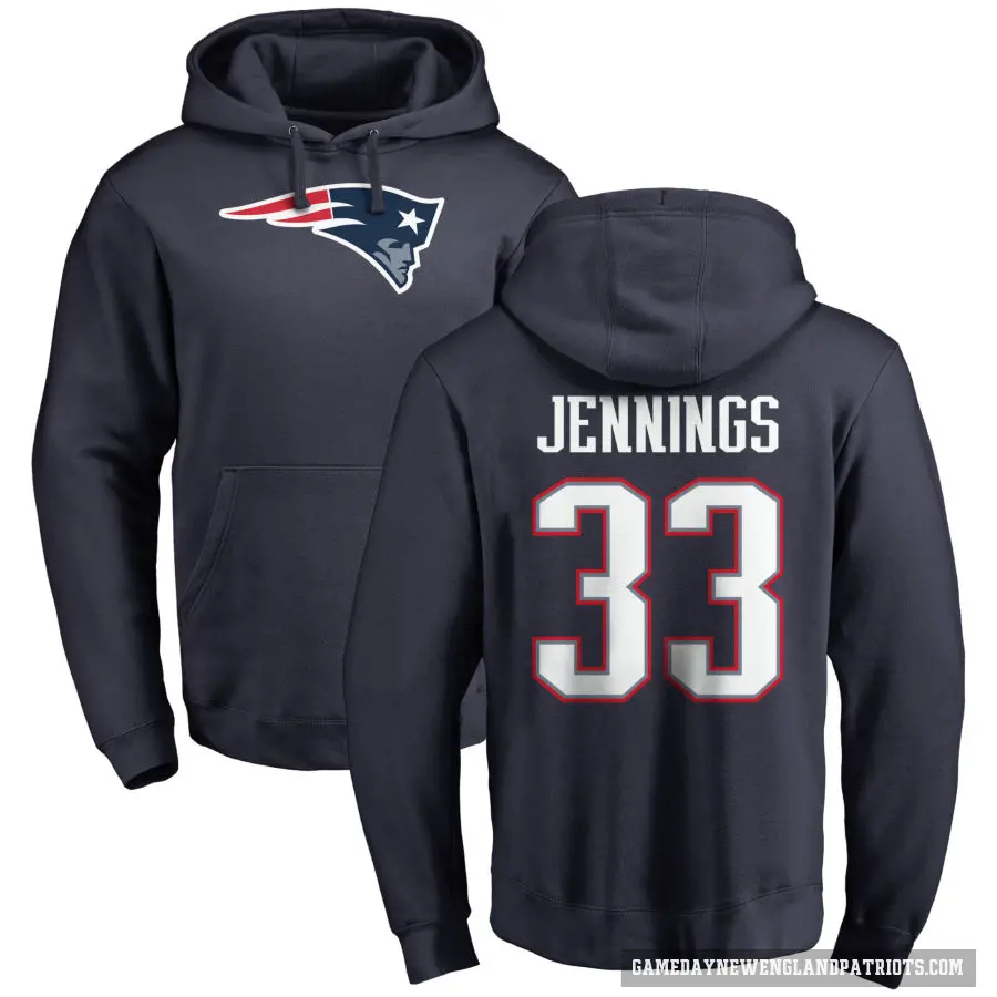 Youth ＃33 Anfernee Jennings New England Patriots Navy Pro Line Logo Pullover Hoodie