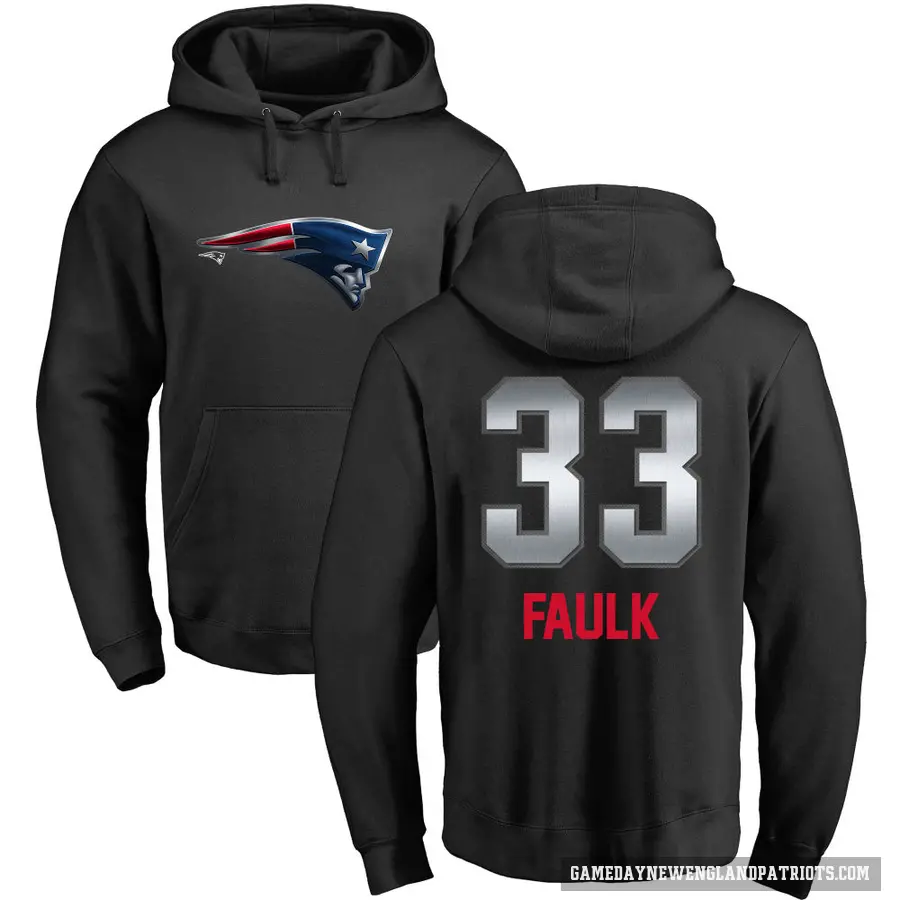 Youth ＃33 Kevin Faulk New England Patriots Black Midnight Mascot Pullover Hoodie