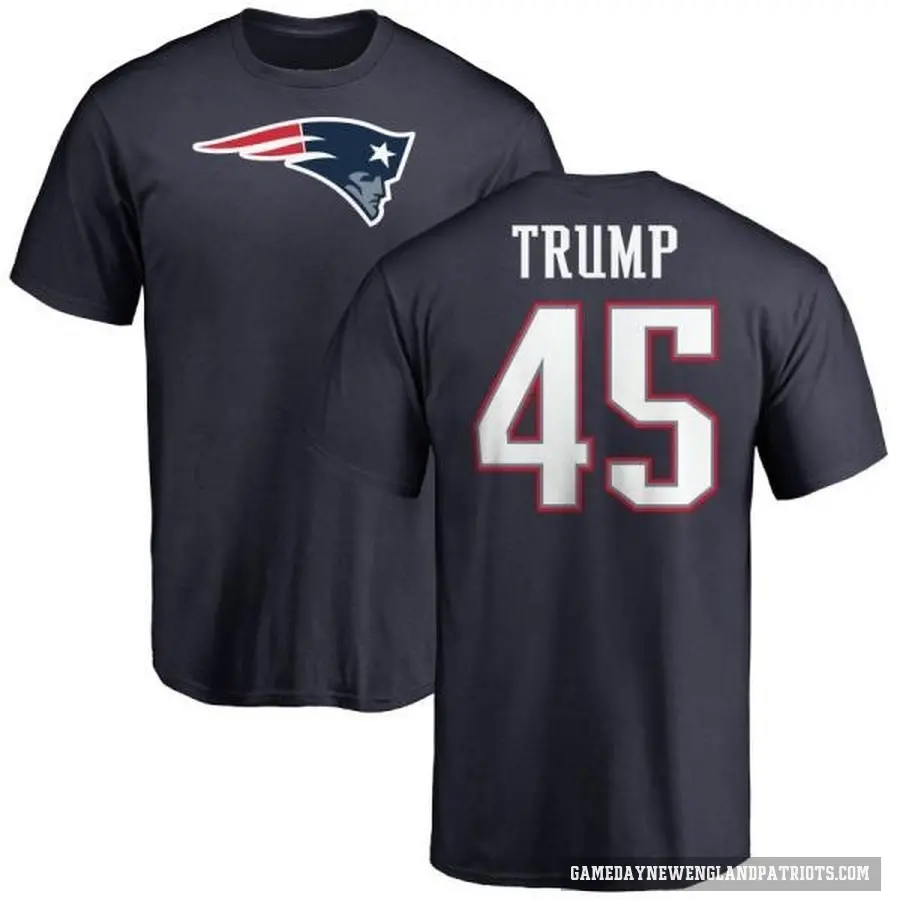 Youth ＃45 Donald Trump New England Patriots Navy Logo T-Shirt