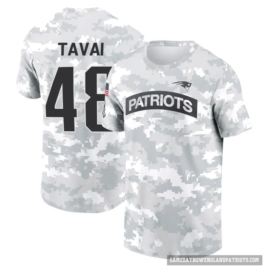 Youth ＃48 Jahlani Tavai New England Patriots Camo Arctic 2024 Salute to Service Performance T-Shirt