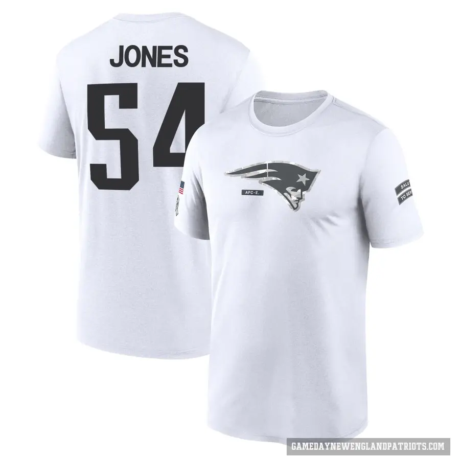 Youth ＃54 Truman Jones New England Patriots White 2024 Salute to Service Performance T-Shirt