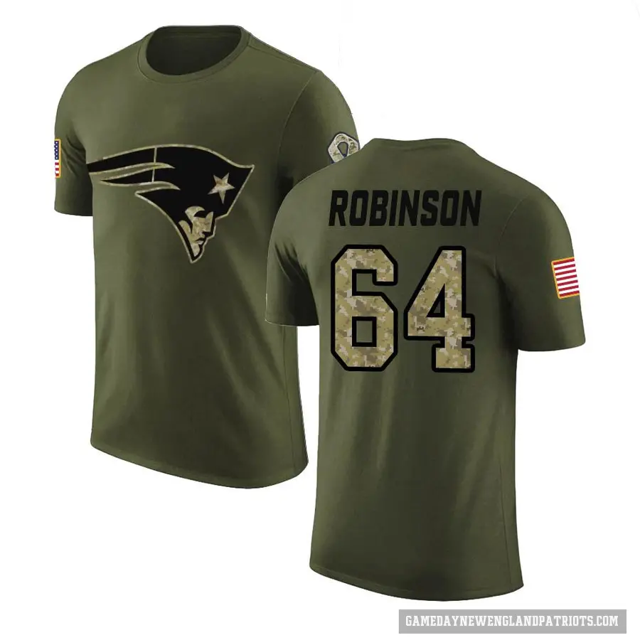 Youth ＃64 Layden Robinson New England Patriots Olive Salute to Service T-Shirt