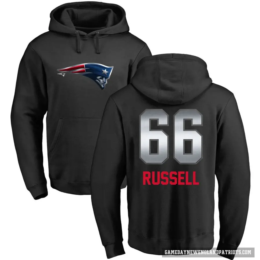 Youth ＃66 Jotham Russell New England Patriots Black Midnight Mascot Pullover Hoodie