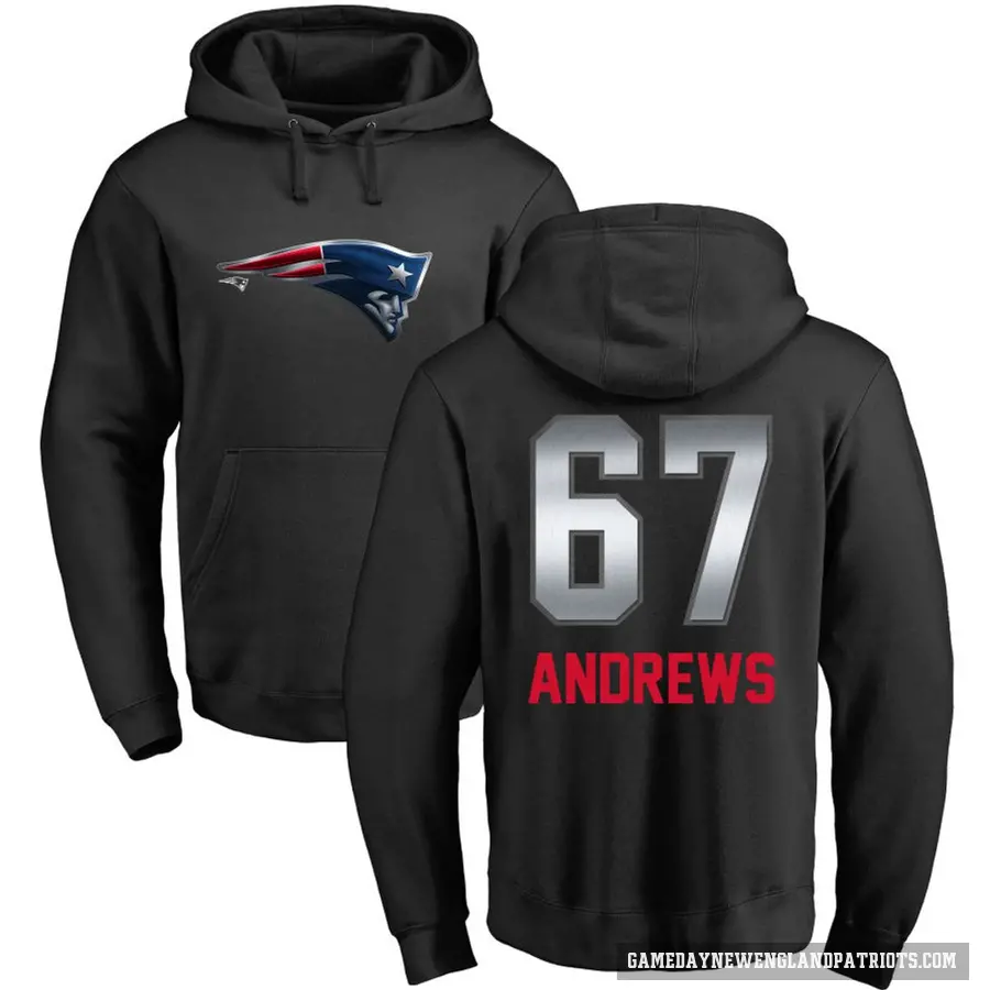 Youth ＃67 Jake Andrews New England Patriots Black Midnight Mascot Pullover Hoodie