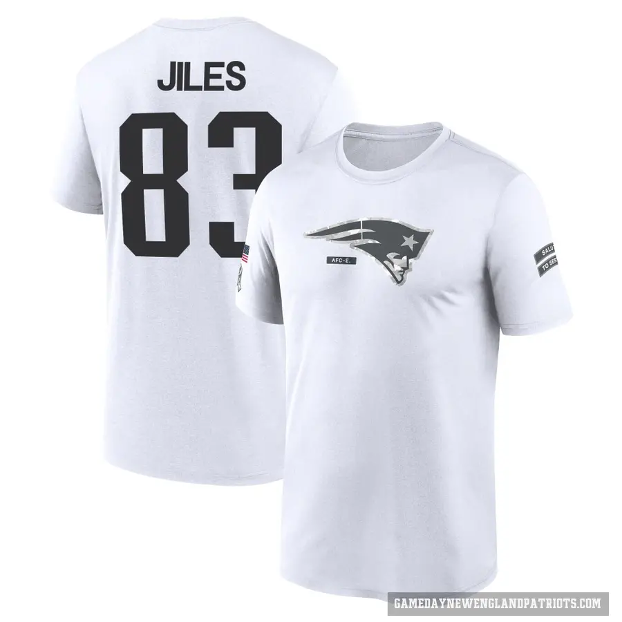 Youth ＃83 John Jiles New England Patriots White 2024 Salute to Service Performance T-Shirt