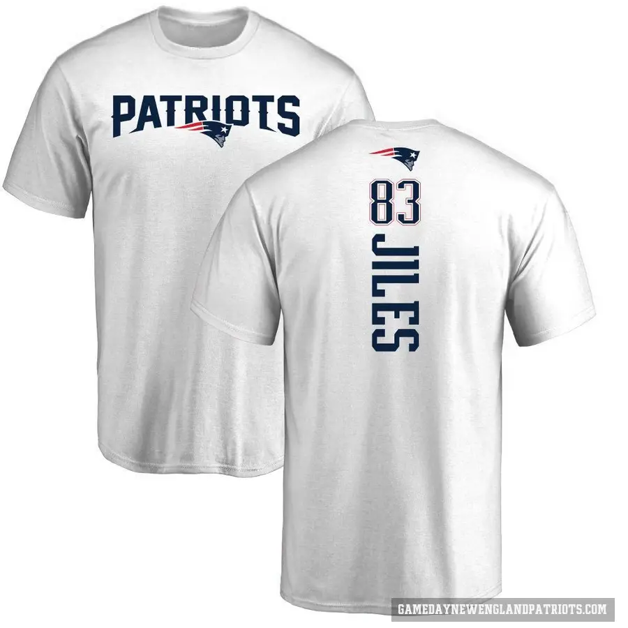 Youth ＃83 John Jiles New England Patriots White Backer T-Shirt