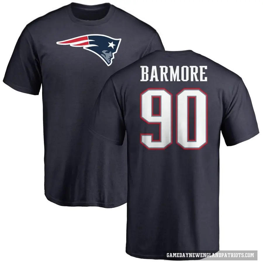 Youth ＃90 Christian Barmore New England Patriots Navy Logo T-Shirt