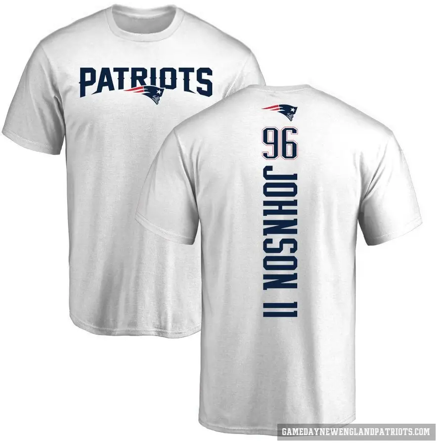 Youth ＃96 Eric Johnson II New England Patriots White Backer T-Shirt