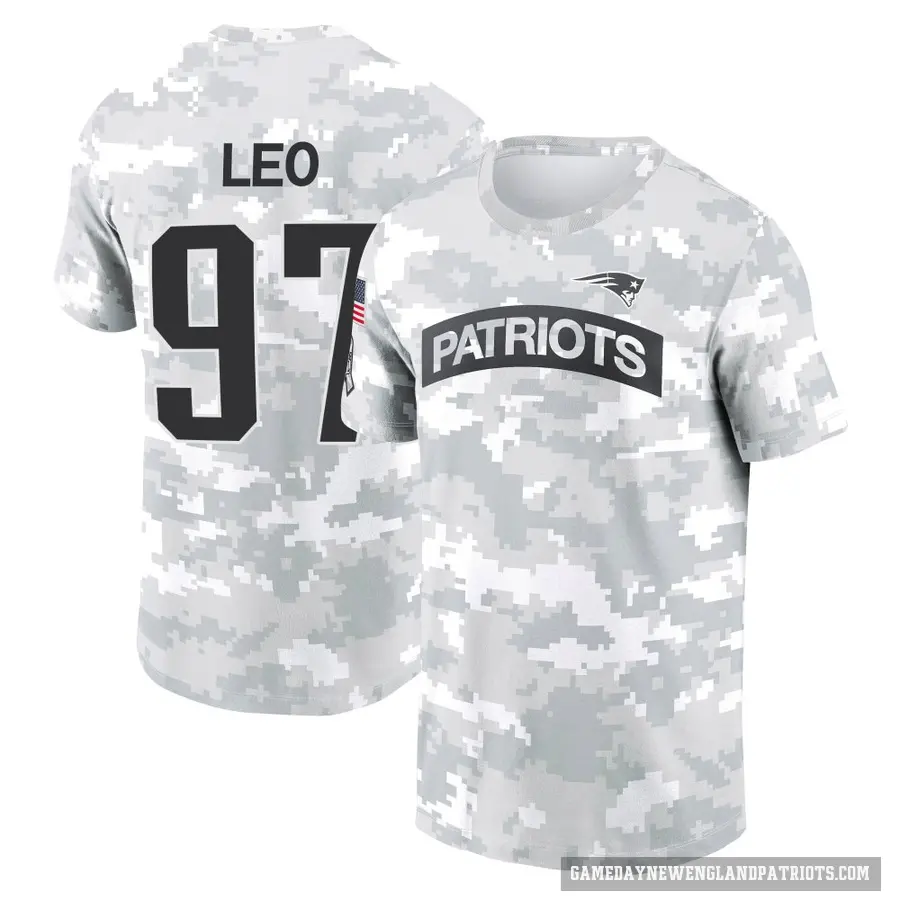 Youth ＃97 Titus Leo New England Patriots Camo Arctic 2024 Salute to Service Performance T-Shirt